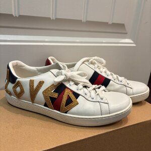 Used Gucci Women's Ace Embroidered Love Sneakers